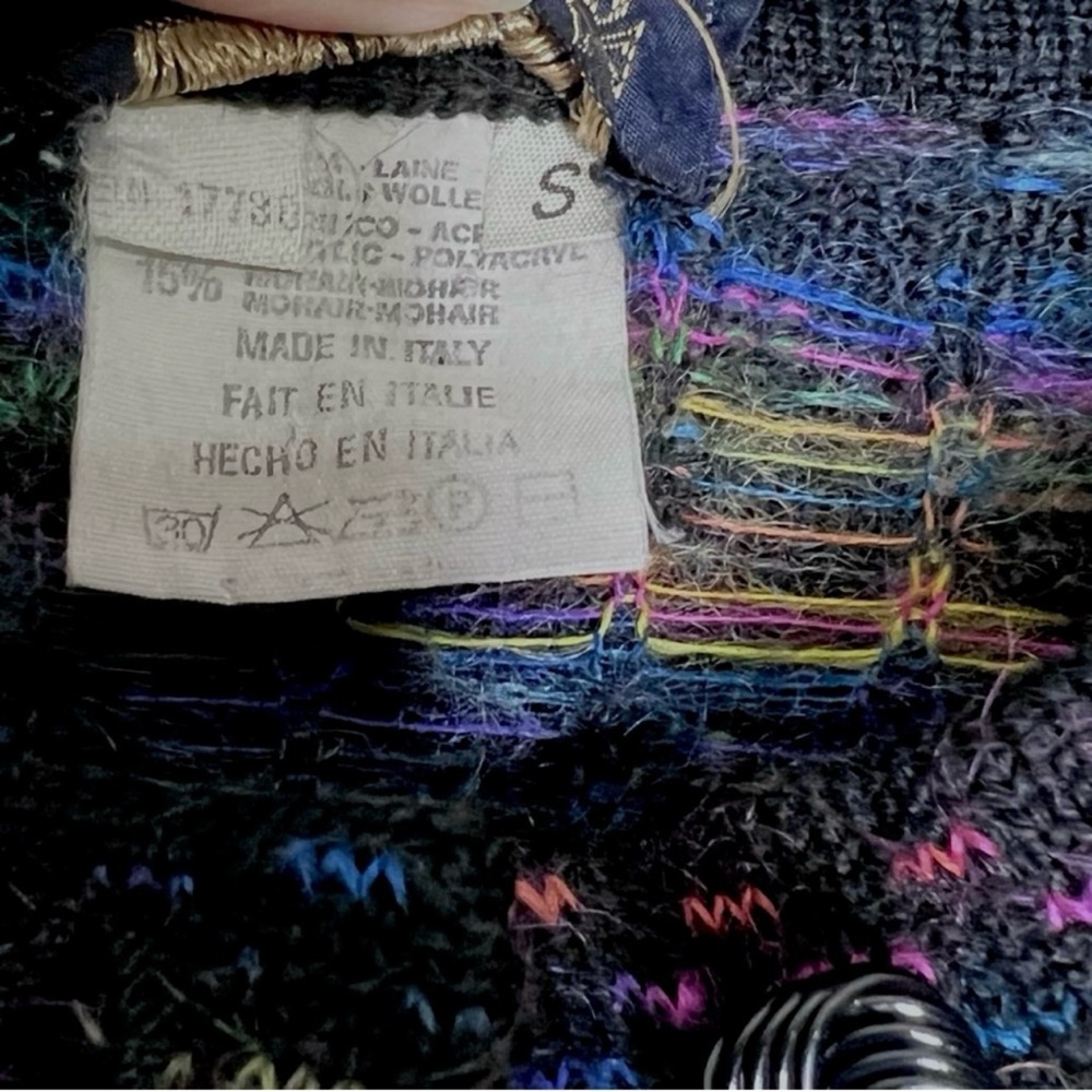 ⭐️ Country Shop 80s WOOL MOHAIR Intarsia Knit Button Up Cardigan Sweater Unisex - Picture 9 of 10